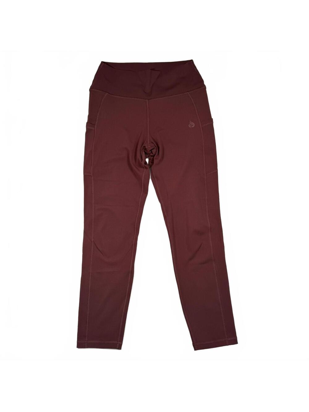 Ryderwear Womens Leggings High Waist Side Pocket Maroon Burgundy Gym Workout
